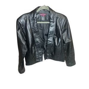 Women's Jessica London Black Genuine Leather Jacket Size 16